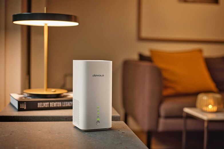 Für das Smarthome-System nutzt man am besten einen separaten Internet-Zugang, hier über den WiFi 6-Router «3600 5G LTE». www.devolo.ch