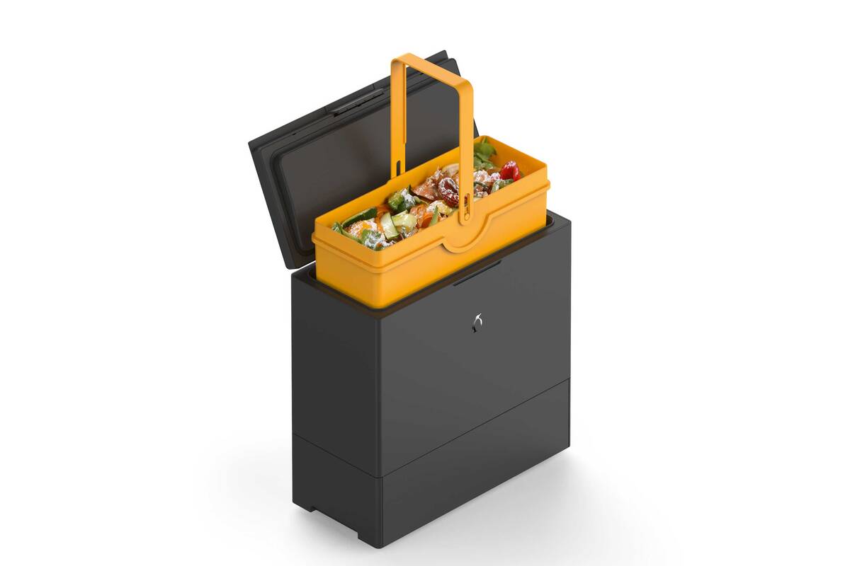Wer die Nase voll hat von Gestank und Fruchtfliegen, lagert den Biomüll gekühlt im «FreezyBoy». Der Kompostkühler braucht etwa gleich wenig Strom wie eine 9-Watt-Sparlampe. Avantyard Ltd., Freezyboy.
